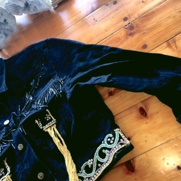 Gloria Jean Jacket Burmese Kalaga Elephant Sequins Glass Beads Dolman Sleeves M - Picture 5 of 6